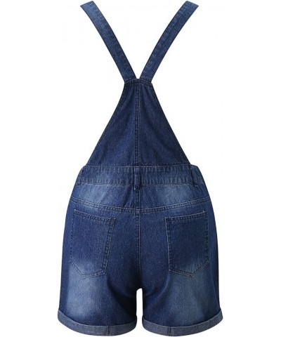 Stylish Denim Casual Washed Rompers Overalls Bib Jumpsuits Ripped Denim Jeans Women's Women's Jeans A-dark Blue $15.64 Jumpsuits