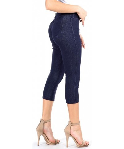 Women's Classic Everyday Fashion Denim Capri Jegging Soft Knit Navy $11.00 Jeans