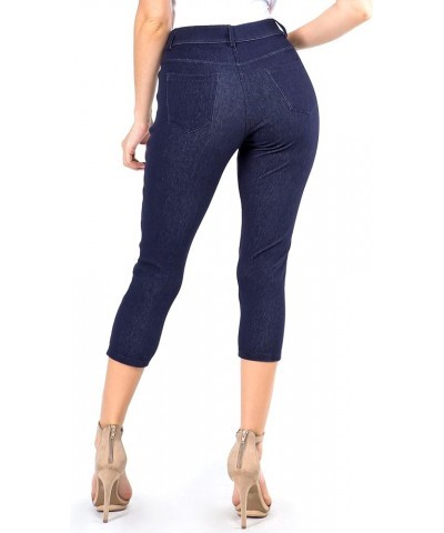 Women's Classic Everyday Fashion Denim Capri Jegging Soft Knit Navy $11.00 Jeans