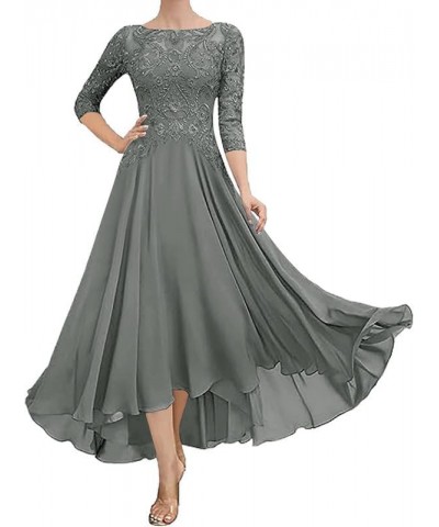 Mother of The Bride Dresses Lace 3/4 Sleeves Wedding Guest Dresses for Women Ruffles Scoop Mother of The Bride Dress Grey $38...