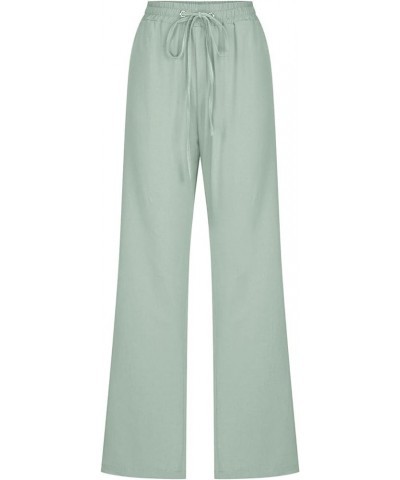 Womens Cotton Linen Drawsting Pants 2023 Casual Elastic Waist Straight Fit Trousers Beach Lounge Pants with Pockets Z41-grey ...