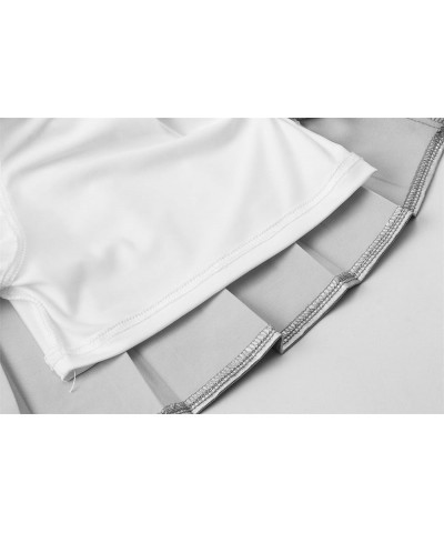 Women's Pleated Mini Skirt with Comfy Casual Stretchy Band Skater Skirt, US XS - US 4XL A Plain-silvery $12.96 Skirts