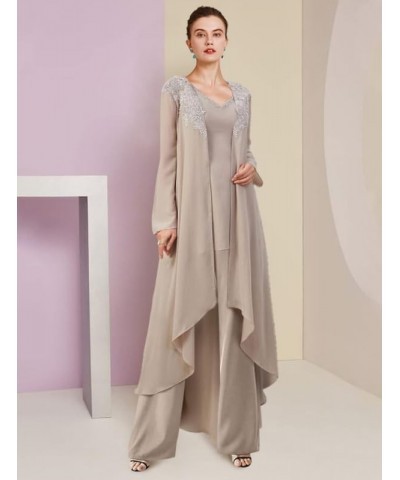 3 Pcs Mother of The Bride Pant Suits Jumpsuits Formal Evening Gowns Outfit Wedding Guest Groom Dresses with Long Jacket Wiste...
