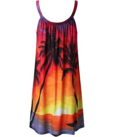 Summer Dresses for Women 2023 Casual Floral Cocktail Beach Boho Mini Dress Low Collar Sleeveless Sundresses 41-orange $3.45 D...