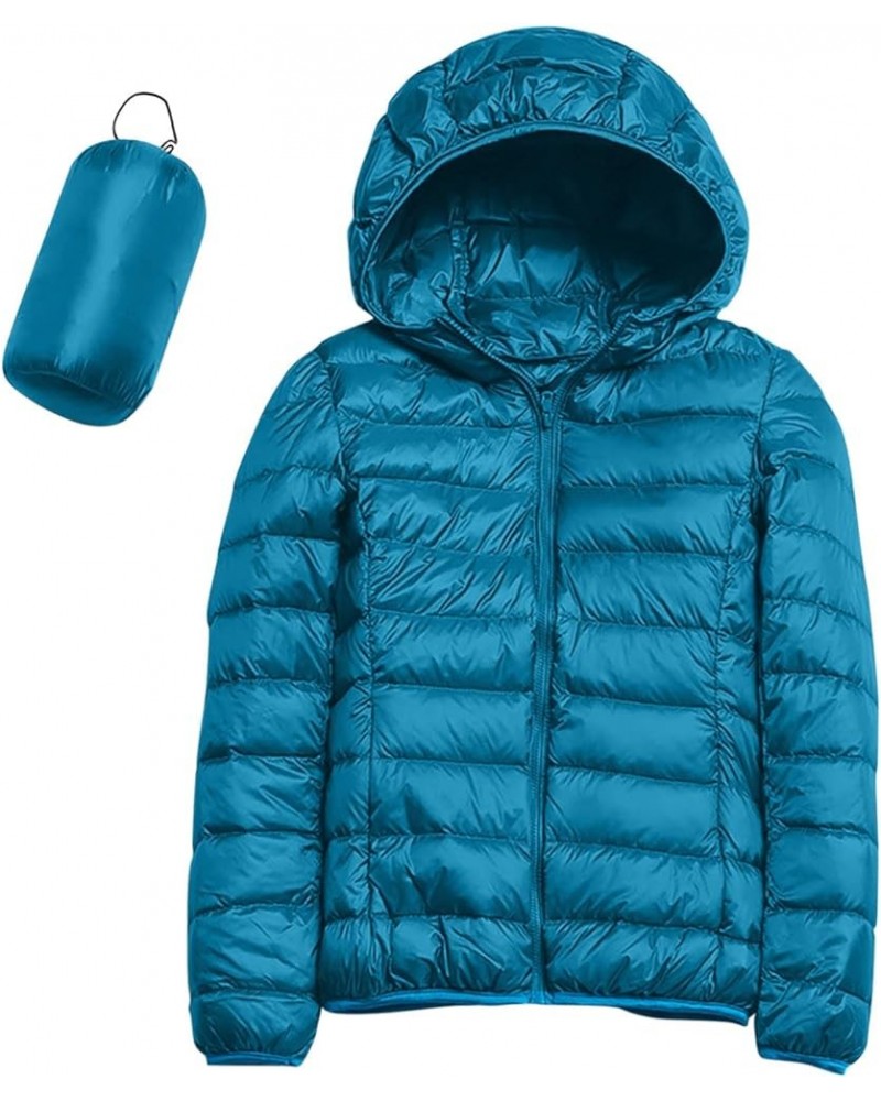 Packable Down Jacket Womens Lightweight Winter Duck Down Jackets Slim Fit Bubble Coat Zipper Warm Puffer Jacket with Hood 1-b...