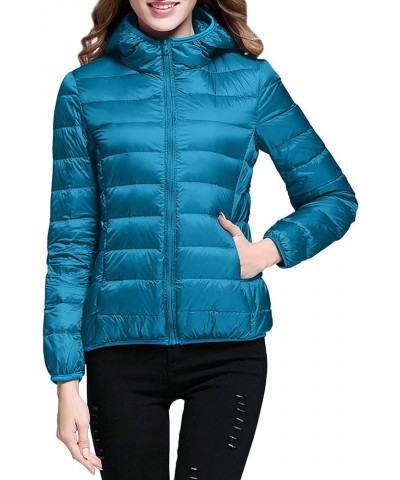 Packable Down Jacket Womens Lightweight Winter Duck Down Jackets Slim Fit Bubble Coat Zipper Warm Puffer Jacket with Hood 1-b...
