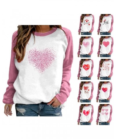 Valentines Day Outfit Women Long Sleeve Shirts 2024 Love Heart Graphic Gifts for Her Cute Crewneck Sweater Teacher Shirts Pin...