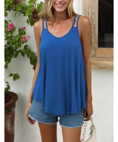 Women Flowy Tank Tops Casual Summer Tops Sexy Tank Tops Spaghetti Strap V Neck Sleeveless Tunic Camisoles Royal Blue $13.24 T...