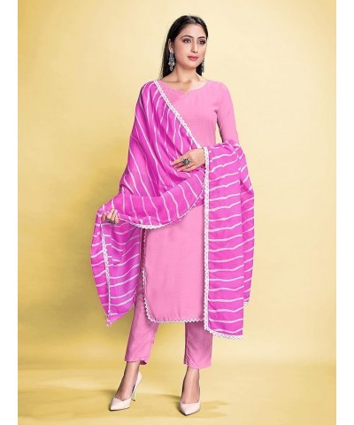 Indian Kurti for Womens With Pant Dupatta | Rayon Dress Kurtis Kurta For Women Dress Pink $21.62 Tops