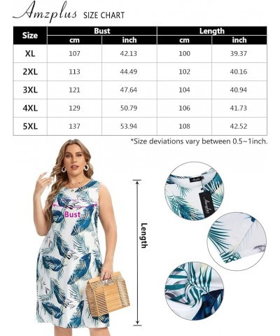 Womens Tie Dye Dress Plus Size Casual Boho Sundress Summer Sleeveless Dresses White Leaf $12.48 Dresses