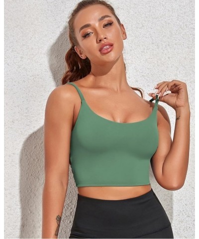Longline Sports Bra for Women Sexy Open Back Workout Crop Tops Strappy Yoga Tank Top with Built in Bra Turquoise Green Sports...