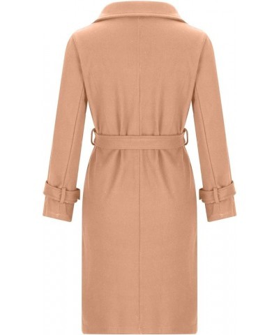 Women's Classic Lapel Collar Long Pea Coat Long Sleeve Open Front Over Coats Loose Casual Outerwear With Belt 03 Khaki $11.99...