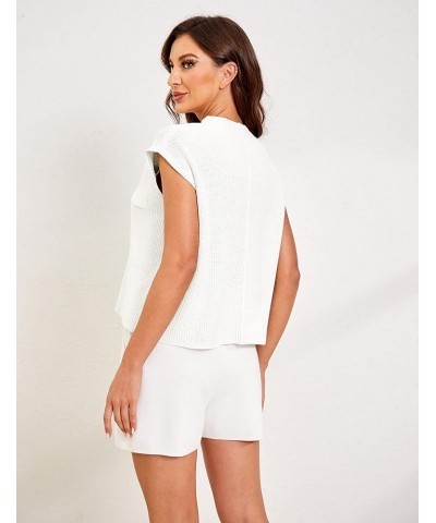 Womens 2 Piece Sweater Sets Summer Knit Tank Top and High Waist Shorts with Pockets Purewhite $16.44 Activewear