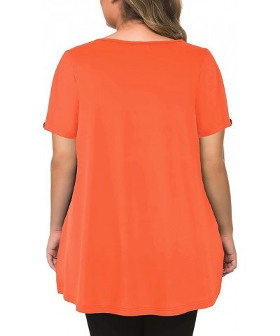 Women's Plus Size Tops Short Sleeve Flowy Shirts Casual Blouses Tunic Tops L-4XL Orange $15.59 Tops