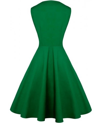 Women's Polka Dot Retro Vintage Style Cocktail Party Swing Dress Green/Plaid $26.31 Dresses