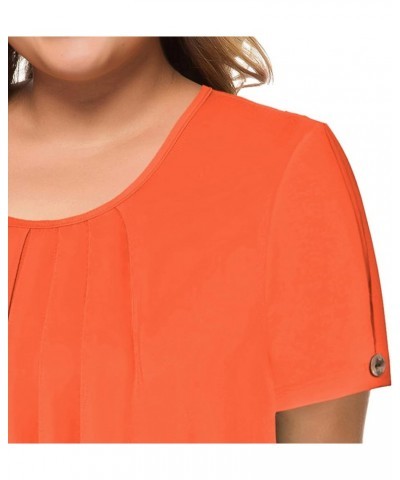 Women's Plus Size Tops Short Sleeve Flowy Shirts Casual Blouses Tunic Tops L-4XL Orange $15.59 Tops