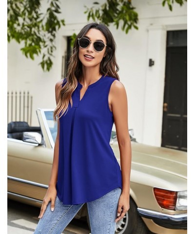 Womens Tank Tops V Neck Sleeveless Summer Shirts Loose Casual Tops Blouses (S-3XL) Royal Blue $17.97 Tanks