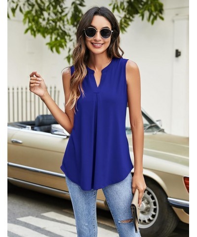 Womens Tank Tops V Neck Sleeveless Summer Shirts Loose Casual Tops Blouses (S-3XL) Royal Blue $17.97 Tanks