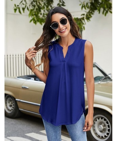 Womens Tank Tops V Neck Sleeveless Summer Shirts Loose Casual Tops Blouses (S-3XL) Royal Blue $17.97 Tanks