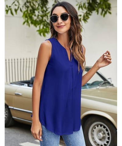 Womens Tank Tops V Neck Sleeveless Summer Shirts Loose Casual Tops Blouses (S-3XL) Royal Blue $17.97 Tanks