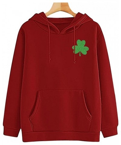St Patricks Day Sweatshirt Women Cheers Fckers St Patricks Day Hoodie Long Sleeve Clover Pullover Irish Tops 21red St Patrick...