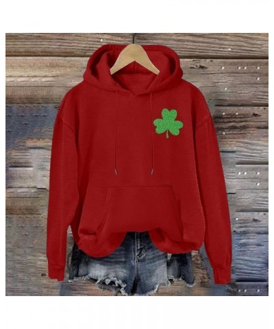 St Patricks Day Sweatshirt Women Cheers Fckers St Patricks Day Hoodie Long Sleeve Clover Pullover Irish Tops 21red St Patrick...