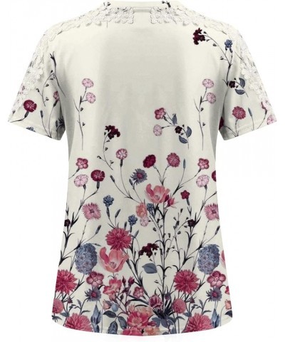 Summer Tops for Women 2023 Dressy Casual Hollow Short Sleeve Crewneck Boho Tops Fashion Plus Size Blouses T-Shirts E White $8...