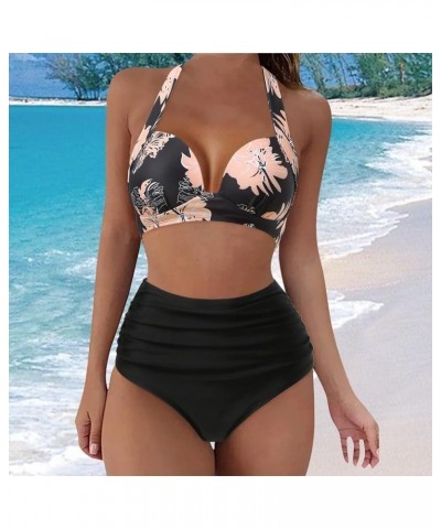 Womens Swimsuits 2 Piece High Waisted Halter Bikinis Tummy Control Push Up Bathing Suits Slim Fit Beach Swimwear A14 $18.52 S...