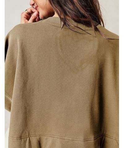Women Oversized Sweatshirt Dress Long Sleeve Pullover Tops Pleated Flowy Mini Dress Khaki $15.96 Hoodies & Sweatshirts