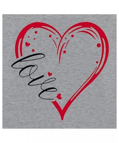 Cute Valentine's Day Tshirt Women Love Heart Printed Shirt Casual Short Sleeve Graphic Tee Tops Light Gray $7.50 T-Shirts