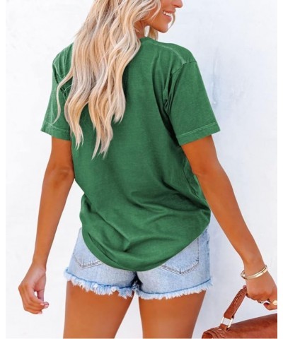 Graphic Tees for Women Short Sleeve Tshirts,Womens Summer Tops Crewneck Shirt Blouse Green Tiger $12.49 Tops