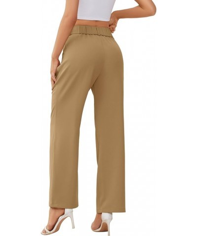Women Pants Work Business Dressy Trousers Wide Leg High Waisted Slacks with Pockets 29"Inseam B-khaki $20.43 Pants