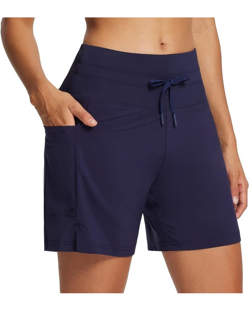Women's 5"/9" High Waisted Swim Board Shorts Quick Dry Swimsuits Bottoms with Drawstring 5 inches Navy Blue $16.22 Swimsuits