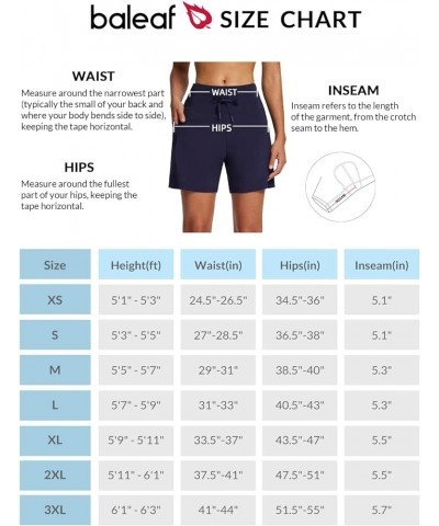 Women's 5"/9" High Waisted Swim Board Shorts Quick Dry Swimsuits Bottoms with Drawstring 5 inches Navy Blue $16.22 Swimsuits