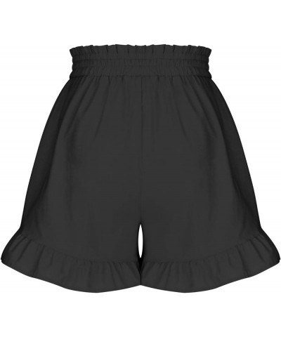 Womens Cotton Linen Summer Shorts Ruffle Hem Drawstring Elastic High Waisted Lounge Shorts with Pockets for Ladies Casual 03 ...
