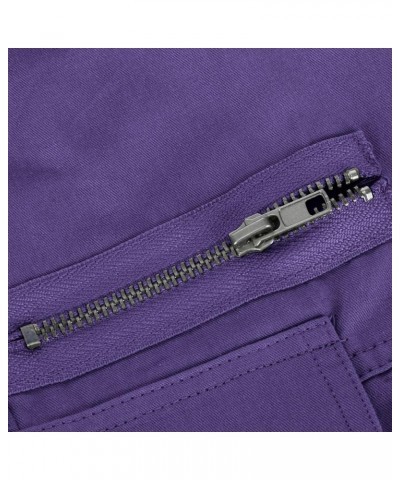 Womens Summer Cargo Pants High Waisted Travel Tactical Pants Streetwear Relaxed Fit Wide Leg Jogger Pants with Pocket 6purple...