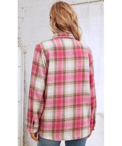 Girls Womens Flannel Shirt Long Sleeve Button Down Plaid Shirt Jacket, 3 Months - US 2XL Women Yf1 Plaid Jacket -Hot Pink $8....