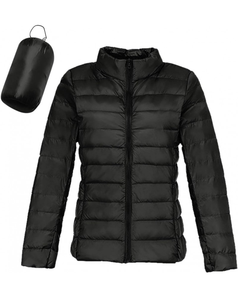 Lightweight Packable Hooded Puffer Jacket Womens Quilted Winter Down Coat Full-Zip Ski Jacket Coat Trech Coat Pea Coats D - B...