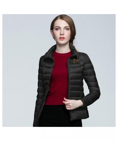 Lightweight Packable Hooded Puffer Jacket Womens Quilted Winter Down Coat Full-Zip Ski Jacket Coat Trech Coat Pea Coats D - B...