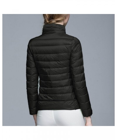 Lightweight Packable Hooded Puffer Jacket Womens Quilted Winter Down Coat Full-Zip Ski Jacket Coat Trech Coat Pea Coats D - B...