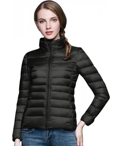 Lightweight Packable Hooded Puffer Jacket Womens Quilted Winter Down Coat Full-Zip Ski Jacket Coat Trech Coat Pea Coats D - B...