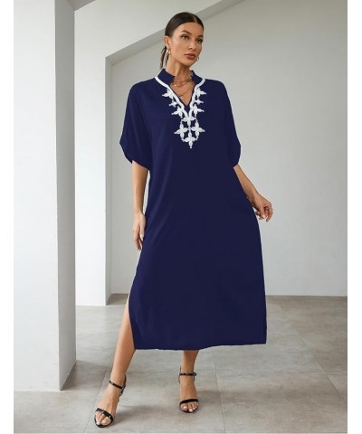 Kaftan Dresses for Women Bathing Suit Cover Ups Plus Size Caftan Beachwear G-navy $15.84 Swimsuits