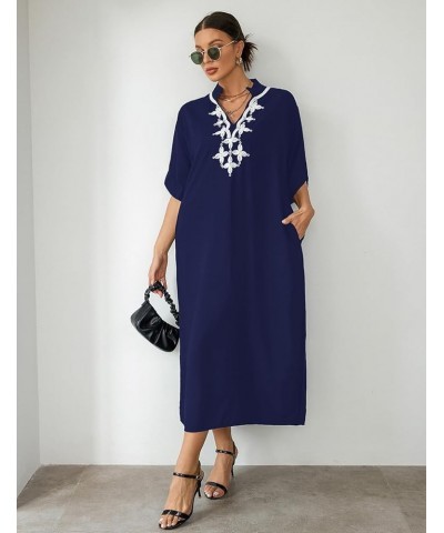 Kaftan Dresses for Women Bathing Suit Cover Ups Plus Size Caftan Beachwear G-navy $15.84 Swimsuits