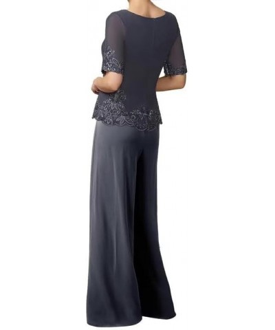 2 Pieces Mother of The Bride Pant Suits for Women Dressy Wedding Applique Formal Evening Dresses with Sleeves Ocean Blue $34....