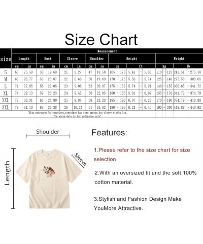 Women Cute Mushroom Oversized T Shirt Kawaii Graphic Cottagecore Tee Cotton Crewneck Short Sleeve Tops Teens Apricot $9.34 T-...