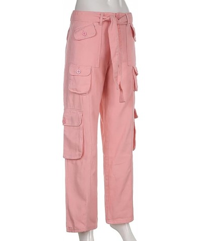 Women's High Waist Baggy Jeans Flap Pocket Relaxed Fit Straight Wide Leg Y2K Fashion Cargo Jeans A Pink $21.44 Jeans