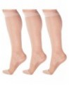 (3 Pairs) Made in USA - Sheer Compression Socks for Women Circulation 15-20mmHg Natural $22.11 Socks