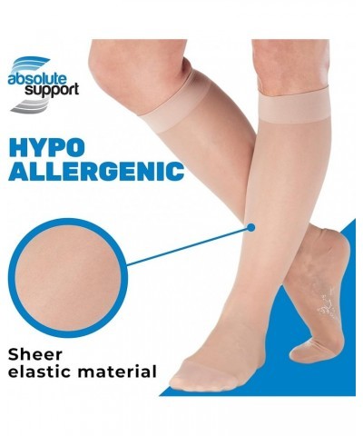 (3 Pairs) Made in USA - Sheer Compression Socks for Women Circulation 15-20mmHg Natural $22.11 Socks