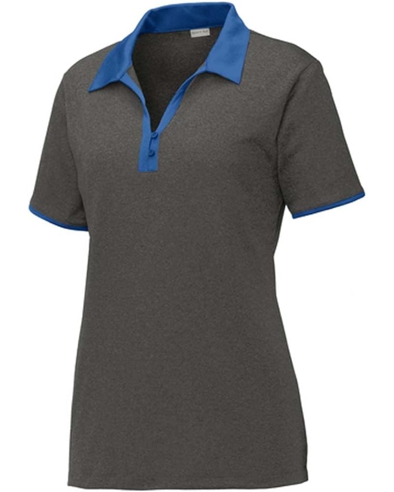 Sport Tek Women's Heather Colorblock Contender Polo Graphite Heather/ True Royal $11.29 Shirts