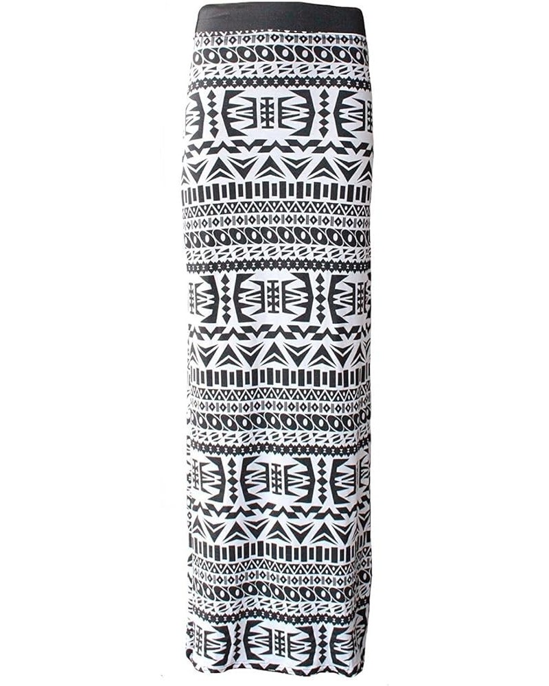 Women Jersey Maxi Stretch Gypsy Bodycon Elasticated Long Printed Ankle Boho Maxi Skirt Size S-3XL Big Aztec $12.40 Skirts